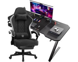 Gaming set – Bureau en stoel – Gamebureau – Werkplek – Gamestoel – Verstelbare stoel – Ergonomisch ontwerp – Metalen frame en krasbestendig tafelblad