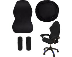 Gaming stoel, 4 stuks, hoes voor gamingstoel, armleuningen, bureaustoel, elastische gamingstoelhoes, geschikt voor gamingstoelen, draaistoelen, zwart