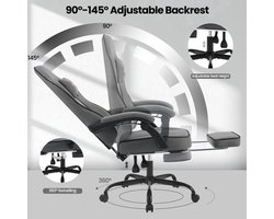 Gaming Stoel - Bureaustoel - Gaming Stoel met Voetsteun - Verstelbare - Rugleuning - Lendenkussen - Ergonomische - Draaibare - 150 kg Capaciteit - Grijze Tech Stof