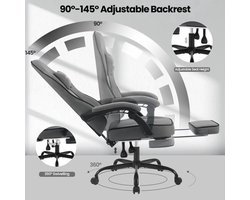 Gaming Stoel - Bureaustoel - Gaming Stoel met Voetsteun - Verstelbare - Rugleuning - Lendenkussen - Ergonomische - Draaibare - 150 kg Capaciteit - Grijze Tech Stof