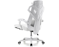 Gaming Stoel – Ergonomische Bureaustoel – Comfortabele Stoel – Mesh Rugleuning – Verstelbare Zithoogte – 150 Kg Belastbaar - 52 x 65 x 132 cm - Wit