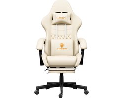Gaming stoel - Gaming Chair - Game stoel Ergonomische Zitting - Lendensteun - Kunstleer - Vittoria - Wit - HICON®