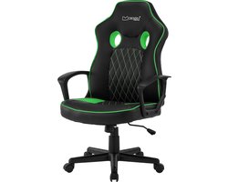 Gaming stoel met schommelfunctie brede zitting zwart/groen imitatieleer ML-Design