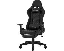 Gaming stoel met uittrekbare voetensteun 2D armleuning Zwart kunstleer ML Ontwerp