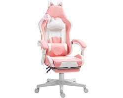 Gaming Stoel - met Voetsteun - Bureaustoel - Ergonomische - Verstelbare - Duurzame materialen - Uniek Design - 120 kg Draagvermogen - 150 kg Draagvermogen - 145° Kantelbaar - Roze