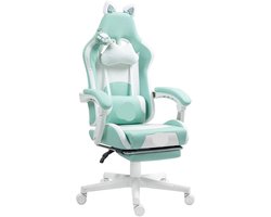 Gaming Stoel - met Voetsteun - Bureaustoel - Ergonomische - Verstelbare -Duurzame materialen - Uniek Design - 145° Kantelbaar - Hemelsblauw - 120 kg Draagvermogen - 150 kg Draagvermogen