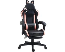 Gaming Stoel - met Voetsteun - Bureaustoel - Ergonomische - Verstelbare - Duurzame materialen - Uniek Design - 145° Kantelbaar - Zwart - 120 kg Draagvermogen - 150 kg Draagvermogen