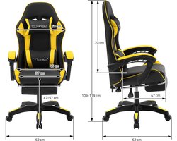 Gaming stoel met voetsteun en armleuning zwart/geel, gemaakt van ML design kunstleer