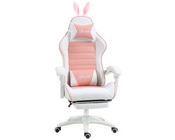 Gamingstoel 65x63x136-142 cm Roze Metalen onderstel Computerstoel Gamingfauteuil Eenpersoonsstoel Stoel Met lendensteun In hoogte verstelbaar Zacht en comfortabel Stevig en duurzaam Te gebruiken in studeerkamer, slaapkamer en kantoor