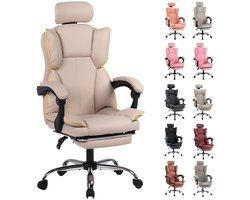 Gamingstoel – Bureaustoel – Game Chair – Werkstoel – Stoel Beige met Gouden Accenten – Ergonomisch Ontwerp – Verstelbare Hoogte