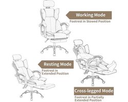 Gamingstoel – Bureaustoel – Gamer Stoel – Werkstoel – Grijze PU Leren Stoel – Ergonomisch Ontwerp – Verstelbare Zithoogte