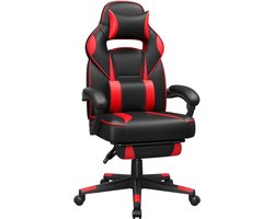 Gamingstoel –Bureaustoel –Gamestoel – Gaming Chair –Gaming Stoel Met Voetensteun -Zwart/Rood