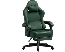 Gamingstoel – Bureaustoel – Werkstoel – Stud Stoel – 160° Verstelbare Rugleuning – Uittrekbare Voetsteun - 131x 53 x 49 cm - Groen