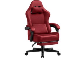 Gamingstoel – Bureaustoel – Werkstoel – Stud Stoel – 160° Verstelbare Rugleuning – Uittrekbare Voetsteun - 131x 53 x 49 cm - Rood