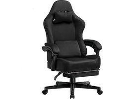 Gamingstoel – Bureaustoel – Werkstoel – Stud Stoel – 160° Verstelbare Rugleuning – Uittrekbare Voetsteun - 131x 53 x 49 cm - Zwart