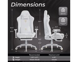 Gamingstoel Ergonomisch – Bureaustoel Gaming – Zwarte Draadloos Bureaustoel – Bureaustoel Zwart – Gaming Bureaustoel Comfort – Verstelbare Rugleuning – 3D-armleuningen – Stevig Gelegeerd Staal – Grijze PU Bekleding