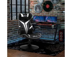 Gamingstoel Ergonomische computerstoel met een WIPFing-functie roterende stoelhoogte verstelbaar staal zwart+wit 67 x 75 x 106-112 cm