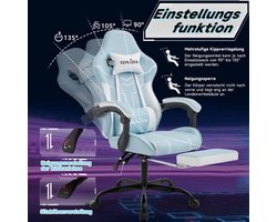 Gamingstoel – Gamestoel – Gaming Chair – Bureaustoel – Game Stoel – Verstelbare Hoogte – Geïntegreerde Voetensteun – Brede Zitoppervlakte – Ergonomische Hoge Rugleuning