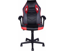 Gamingstoel Tiger Zwart/Rood/Grijs – Verstelbare Hoogte – Armleuningen – PU Bekleding