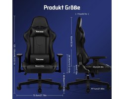 Gamingstoel XXL Ergonomisch – Furnitureland Titan Pro Zwart Gaming Chair met Verstelbare Rugleuning (90-165°), Lendenkussen & Hoofdkussen – PU Lederen Bureaustoel met Armleuningen – Kantelfunctie – Belastbaar tot 150 kg