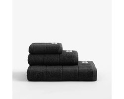 GAMUSI Set van 3 Badhanddoeken TERRY – 100% Katoen Badstof – OEKO-TEX – Zwart – 30x50 / 50x100 / 70x150 cm - Douche-set