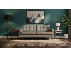 Ganeey Laval Lux 2-Zitsbank - Lichtbruine Stoffen Sofa met Metalen Poten - Modern Design, Comfortabele Zitbank met Armleuningen - Duurzaam Houten Frame & Elastische Golfveren - Perfect voor Woonkamer & Lounge - 166 x 92 x 65 cm