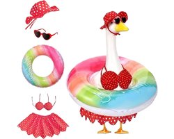 Gans Bikini Set - Tuindecoratie Outfit - Zomerfeest Versieren - Compleet Hawaiiaans Kostuum - 58 cm Gans - Multicolor
