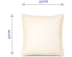 Ganzendons Kussen – 40x40cmcm – 0.4kg Dons Vulling – 100% Katoenen Tijk - Satijnen Bies – Kleur Crème – Medium Stevig