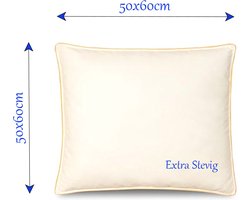Ganzendons Kussen – 50x60cmcm – 1.3kg Vulling – 100% Katoenen Tijk - Satijnen Bies – Kleur Crème – Extra Stevig