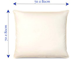 Ganzendons Kussen – 70x80cmcm – 2 kg Vulling – 100% Katoenen Tijk - Satijnen Bies – Kleur Crème – Medium Stevig