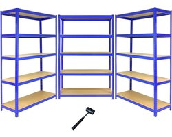 Garage Rekken Set - Opbergrek Met Planken - Opslag Organiseren - Boutenloos Ontwerp - 180 x 120 x 45cm - Blauw