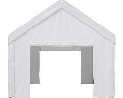 Garagetent 3x6 m Carport Tentgarage met Solarlampen Wit