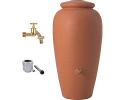 GARANTIA amfoor compleet SET 300 L terracotta incl. messing uitloopkraan en regenpijp-aansluiting