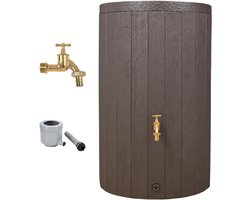 GARANTIA TIMBER complete-set 230 L bruin incl. messing-aftapkraan en regenpijpaansluiting