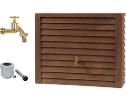 GARANTIA WOODY wandtank complete-set 350 L darkwood incl. messing-aftapkraan en regenpijpaansluiting