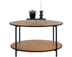 Garcia | salontafel | zwart | staal en eikenhout | Ø80x45 cm | salontafel | salontafel industrieel | koffietafel | tafeltje | laag bijzettafeltje | Wood Selections