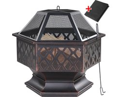 Gardebruk Vuurkorf Zeshoekig - met Vonkenrooster & Pook - Zwart