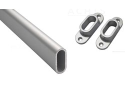 Gardelux - Garderobebuis ovaal - Aluminium - Lengte : 1 meter - 30x14mm - inclusief houders dicht model
