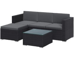 Garden Furniture Set - Terrace Furniture - Balcony Set - Duurzame PE -Polyrattan - 3 -zits bank 60x173x66 cm, tafel en ontlasting 58x58x34 cm