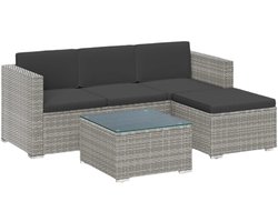 Garden Furniture Set - Terrace Furniture - Balkon Furniture - Duurzame PE -Polyrattan - 60x173x66 cm bank, 58x58x34 cm tafel - inclusief kussens