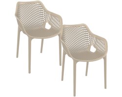 Garden Impressions Air XL design tuinstoel taupe - 2 stuks