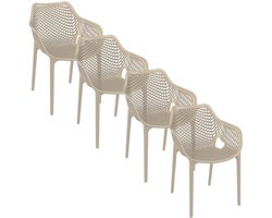 Garden Impressions Air XL design tuinstoel taupe - 4 stuks