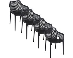 Garden Impressions Air XL design tuinstoel zwart 4 stuks