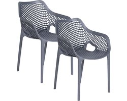 Garden Impressions Air XL kunststof tuinstoel - donker grijs - 2 stuks
