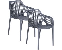 Garden Impressions Air XL kunststof tuinstoel - donker grijs - 2 stuks