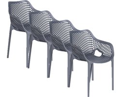 Garden Impressions Air XL kunststof tuinstoel - donker grijs - 4 stuks