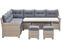 Garden Impressions Alaska lounge dining set 5-delig links - vintage willow - light teak vironwood