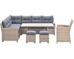 Garden Impressions Alaska lounge dining set 6-delig links - vintage willow - light teak vironwood