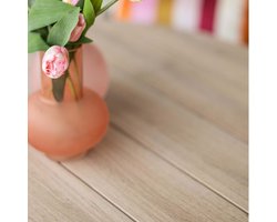 Garden Impressions Aleria tuinset 6-delig taupe - Tulli tuintafel Ø148x75 cm - light teak vironwood