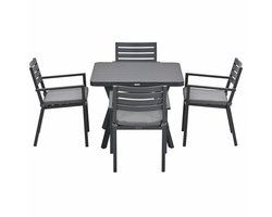 Garden Impressions Amarillo tuinset 5-delig - Mina tuintafel 90x90 cm